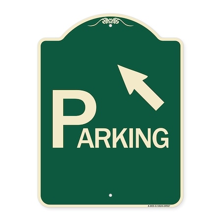 Parking With Arrow Pointing To Top Left Heavy-Gauge Aluminum Architectural Sign